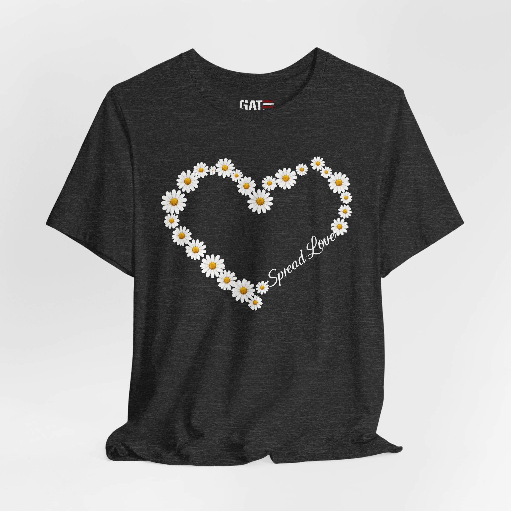 Daisy Heart Tee — "Spread Love" Floral Graphic T-Shirt