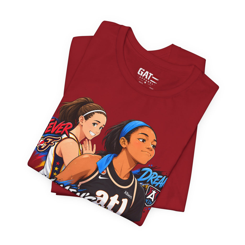 Caitlin Clark Angel Reese Shirt WNBA Basketball Rivalry Fever Sky Graphic Tee