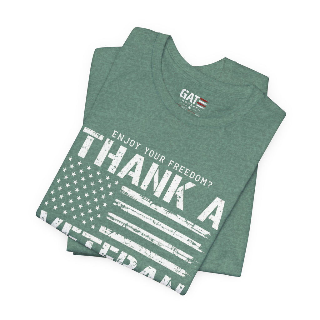 Veteran Shirt Enjoy Your Freedom Thank A Veteran Tee Patriotic American Flag Shirt Military Appreciation Gift for Men and Women