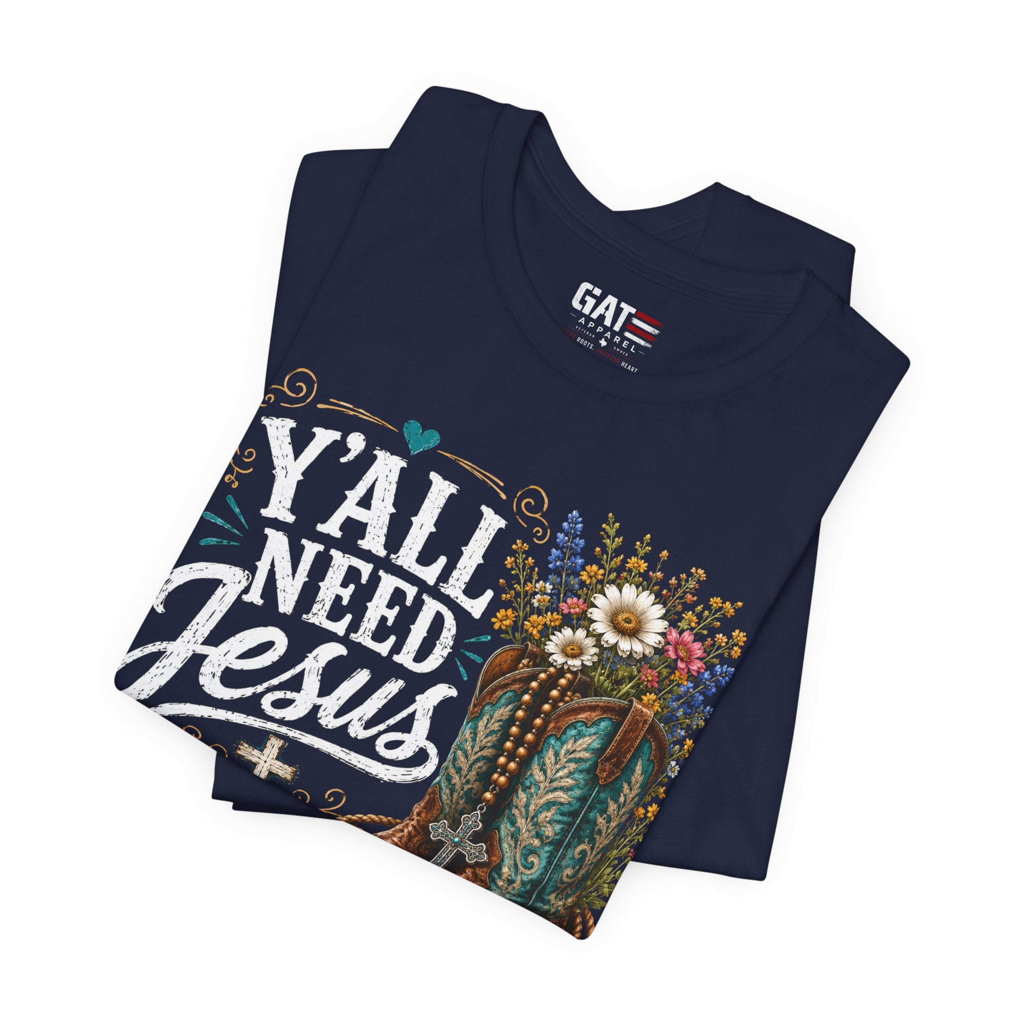 Y'all Need Jesus Shirt, Christian Western Shirt, Cowgirl Faith Tee, Cowboy Boots Floral Shirt, Country Christian Gift for Women