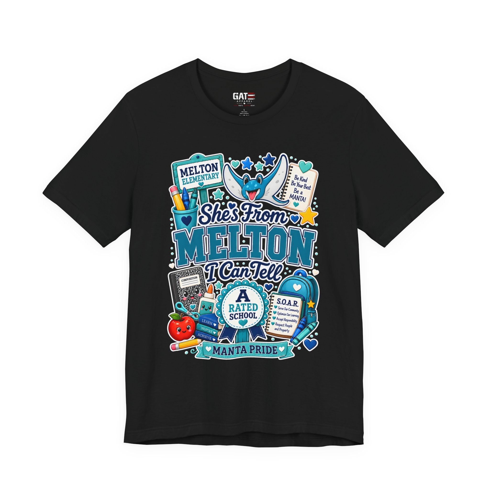 She's From Melton School Tee — Manta Pride Elementary Graphic T‑Shirt