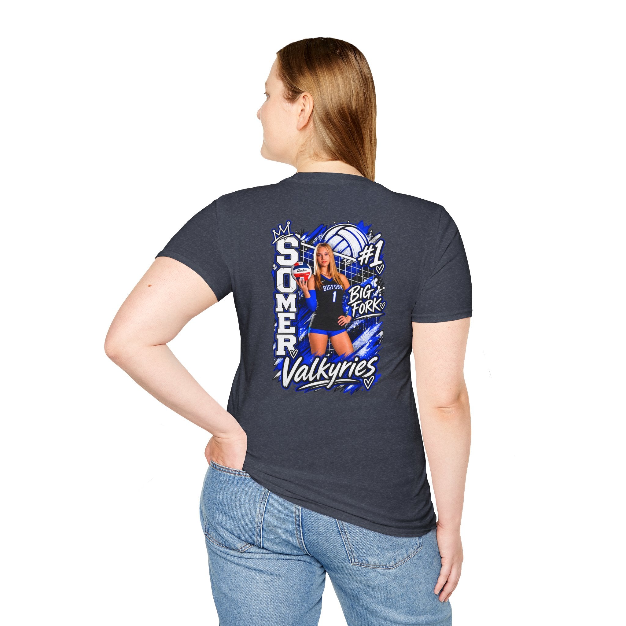 Volleyball Mom Senior Player Photo Tee — Custom Photo Team Name and Number
