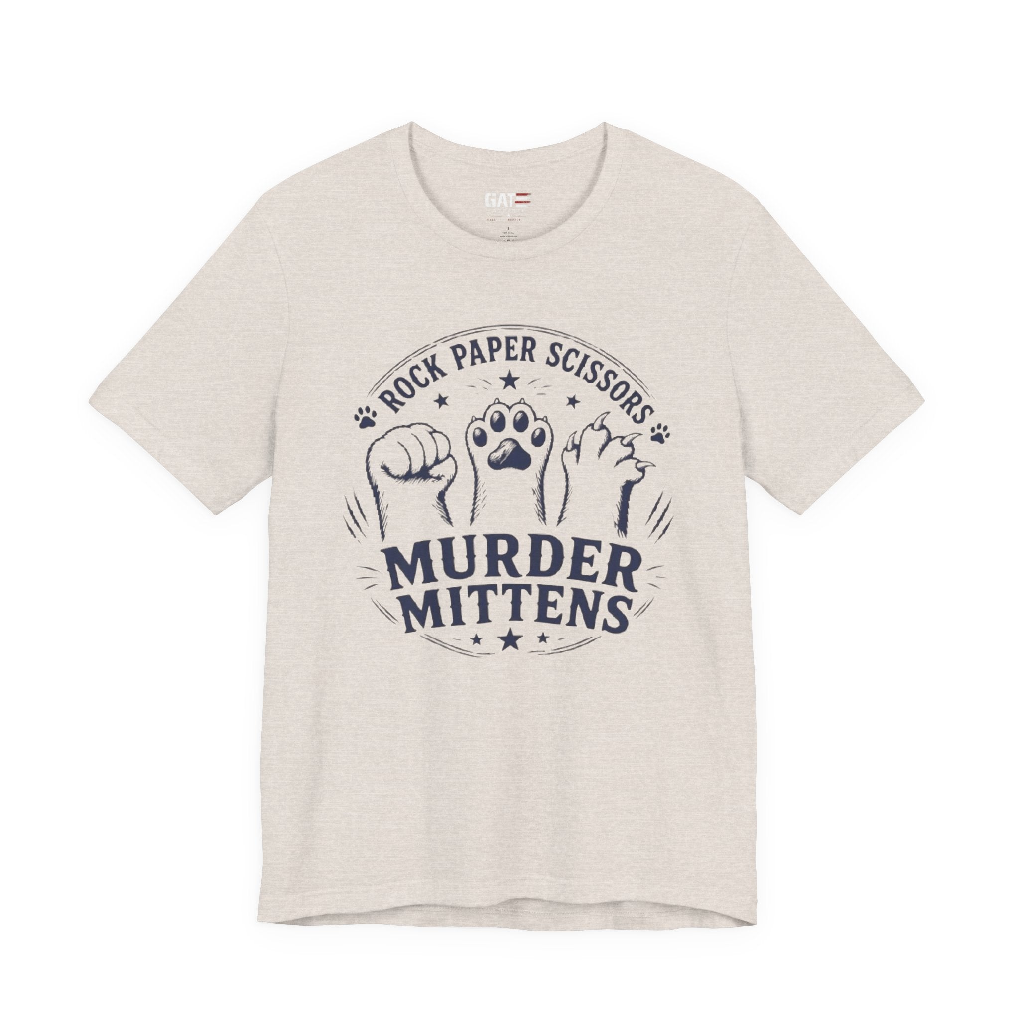 Rock Paper Scissors Murder Mittens Shirt, Funny Cat Lover Tee, Cat Paw Graphic T-Shirt, Cute Cat Mom Gift, Murder Mittens