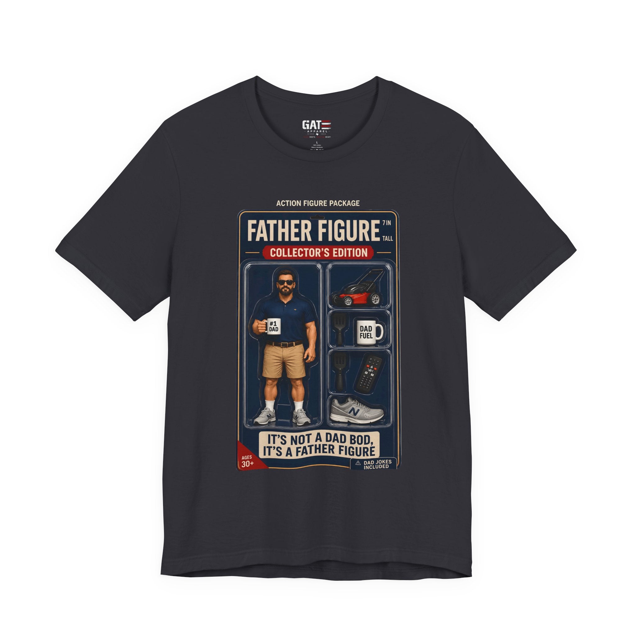 Father Figure Action Figure Shirt | Funny Dad Bod Tee | Collector's Edition Dad Shirt | Father's Day Gift for Dad | Dad Jokes Included