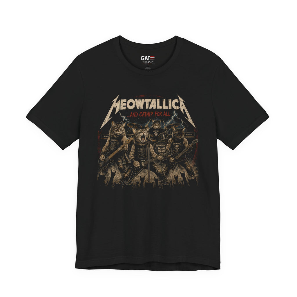 Meowtallica Cat Band Tee — "Meowtallica" Graphic Rock T-Shirt