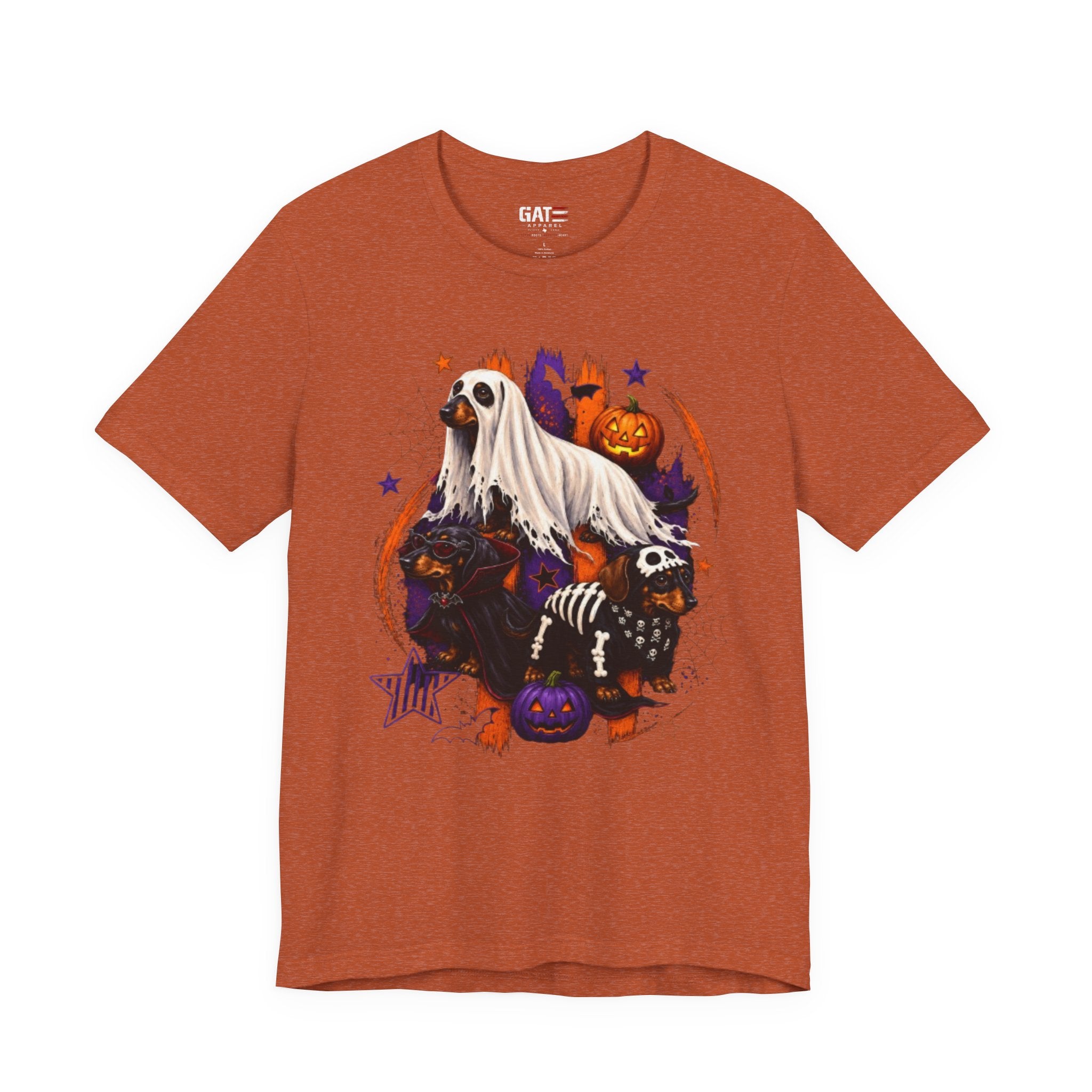 Halloween Dog Costume Tee — Ghost Dog & Pumpkin Crew Short Sleeve Shirt