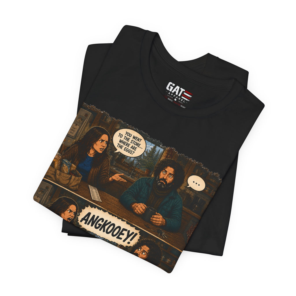 Que Sera, Sera Graphic Tee — Funny Comic Scene Shirt ("AngkooeY!")