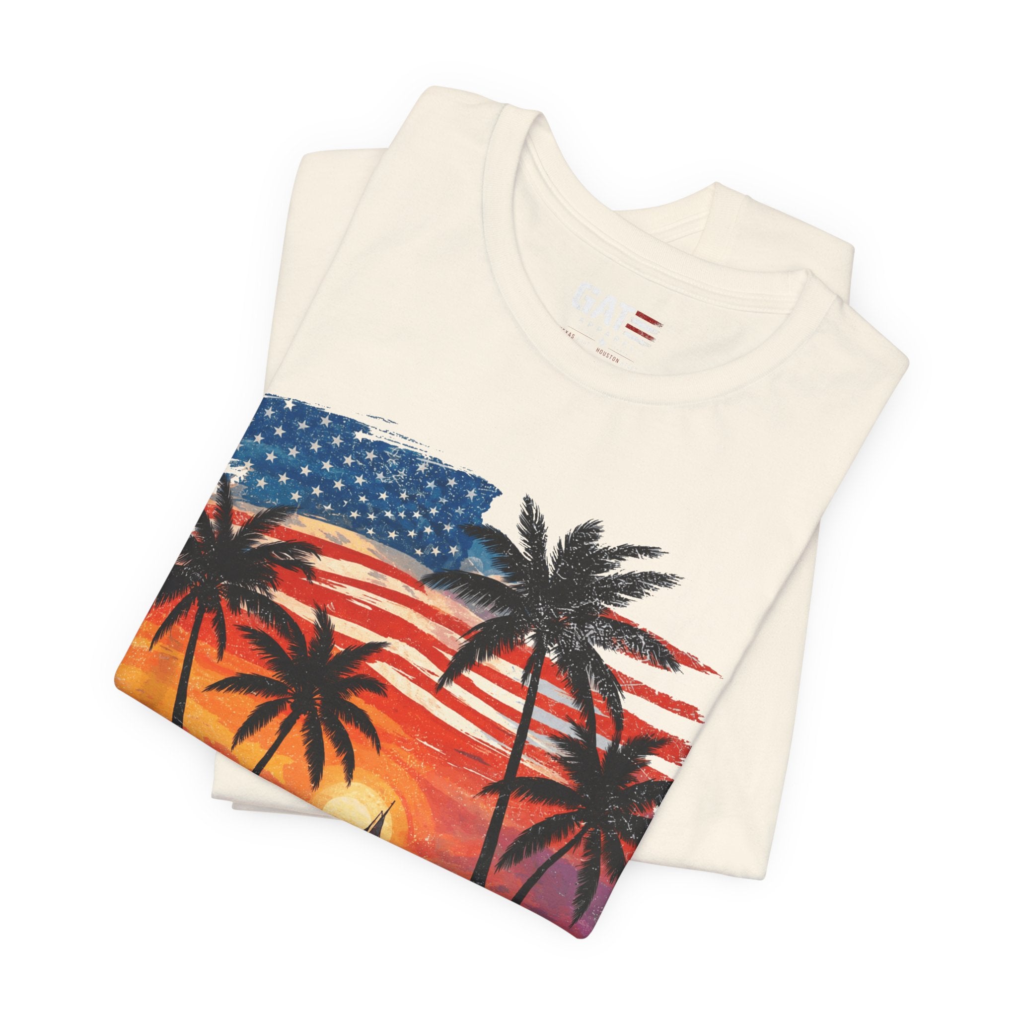 Gulf of America Sunset T-Shirt — Patriotic Palm Beach Tee