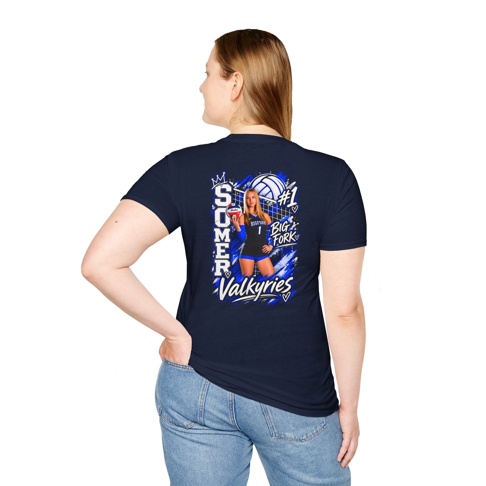 Volleyball Mom Senior Player Photo Tee — Custom Photo Team Name and Number