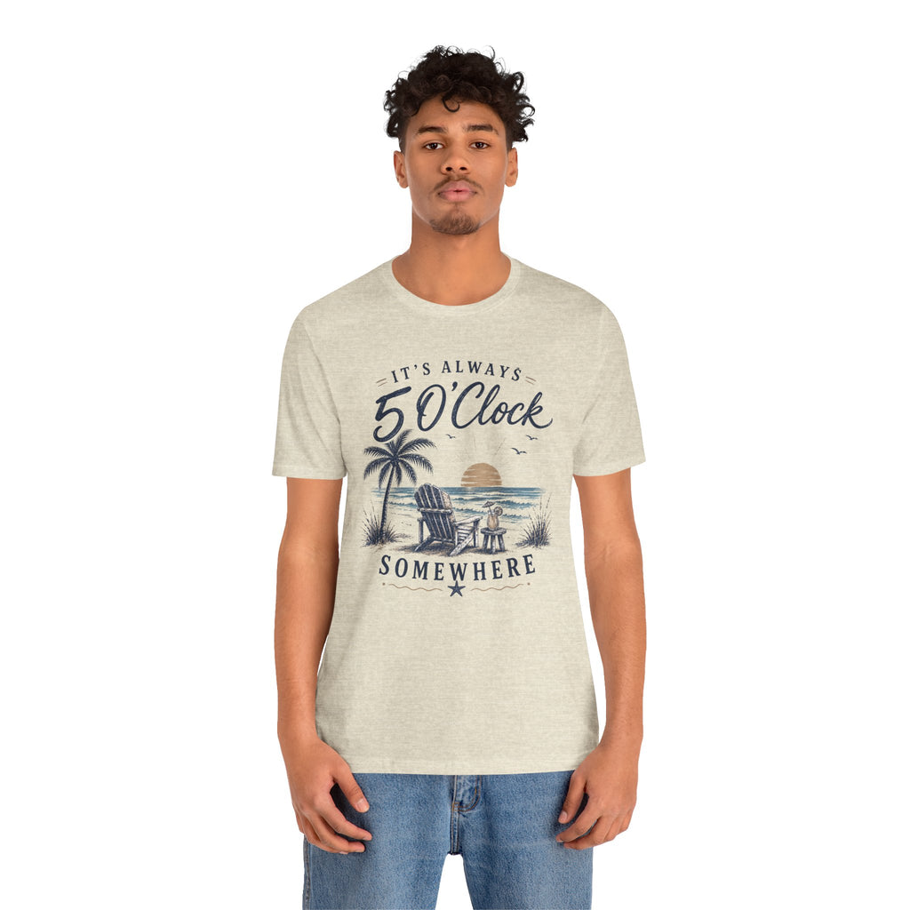5 O'Clock Somewhere Beach T-Shirt