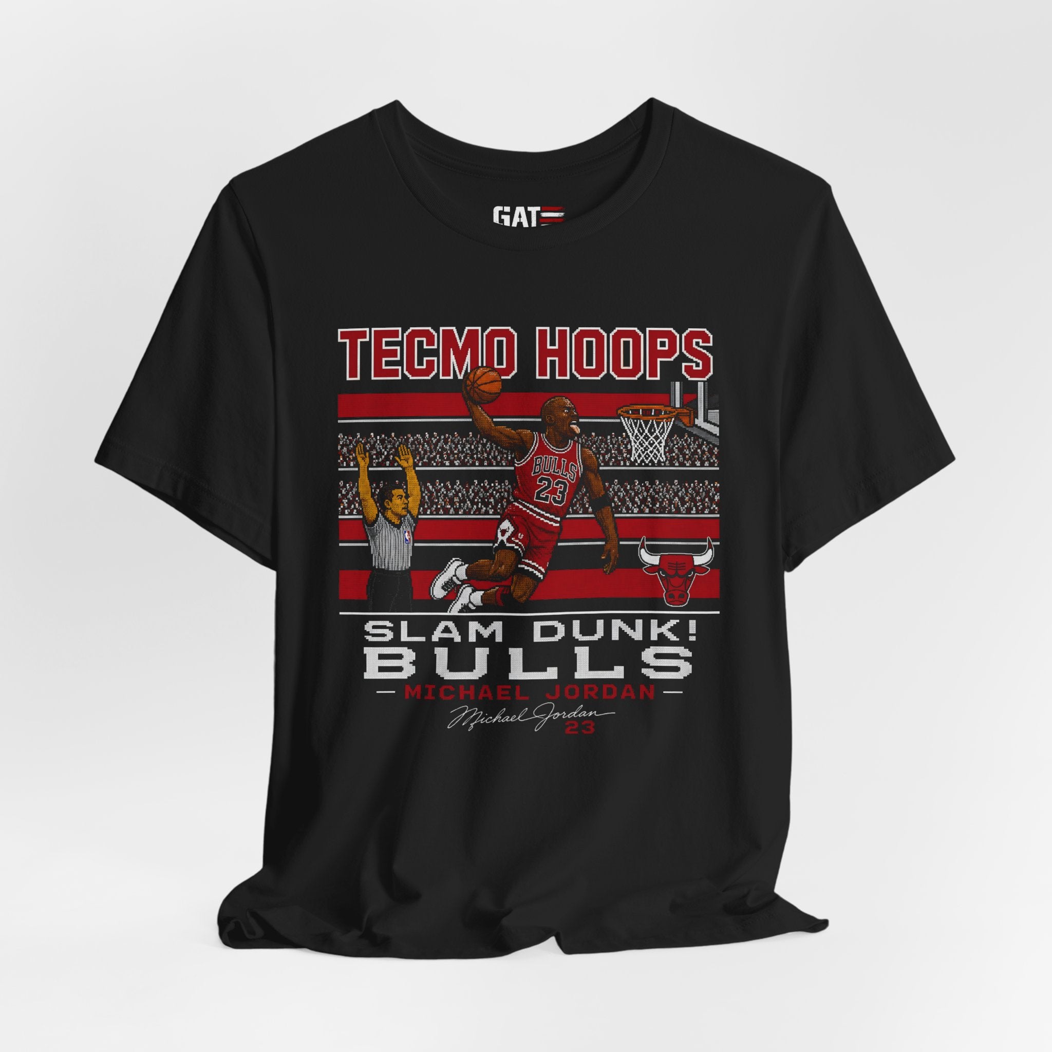 Tecmo Hoops Michael Jordan Slam Dunk Bulls T-Shirt | Retro Video Game Basketball
