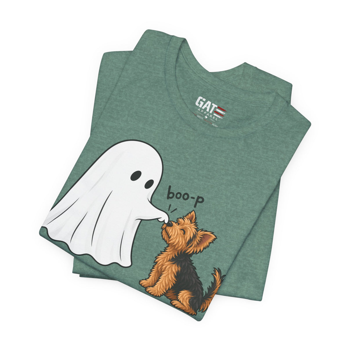 Halloween Ghost & Terrier— "boo-p" Cute Dog Halloween T-Shirt
