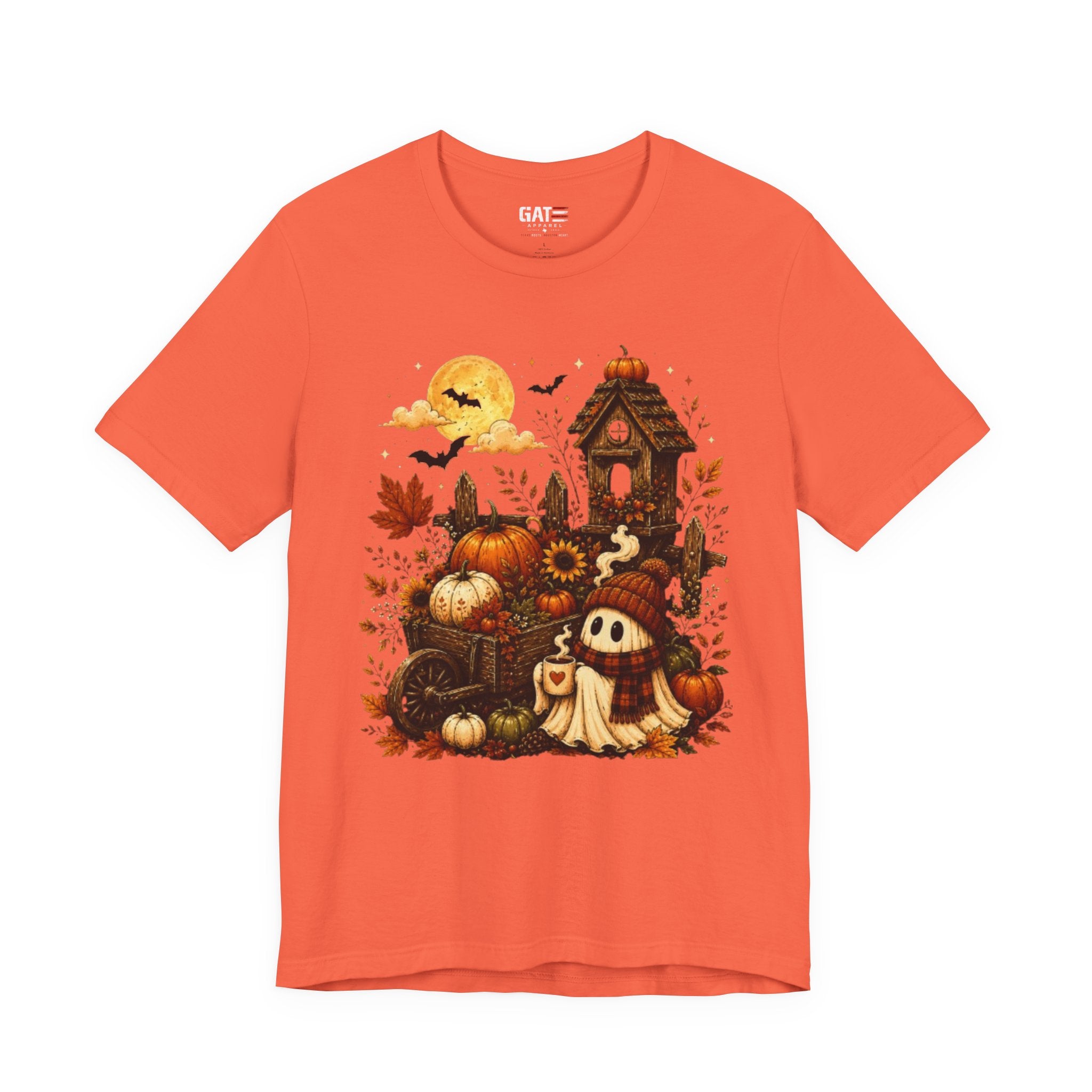 Halloween Pumpkin Patch Tee — Cute Ghost & Haunted House Fall Shirt