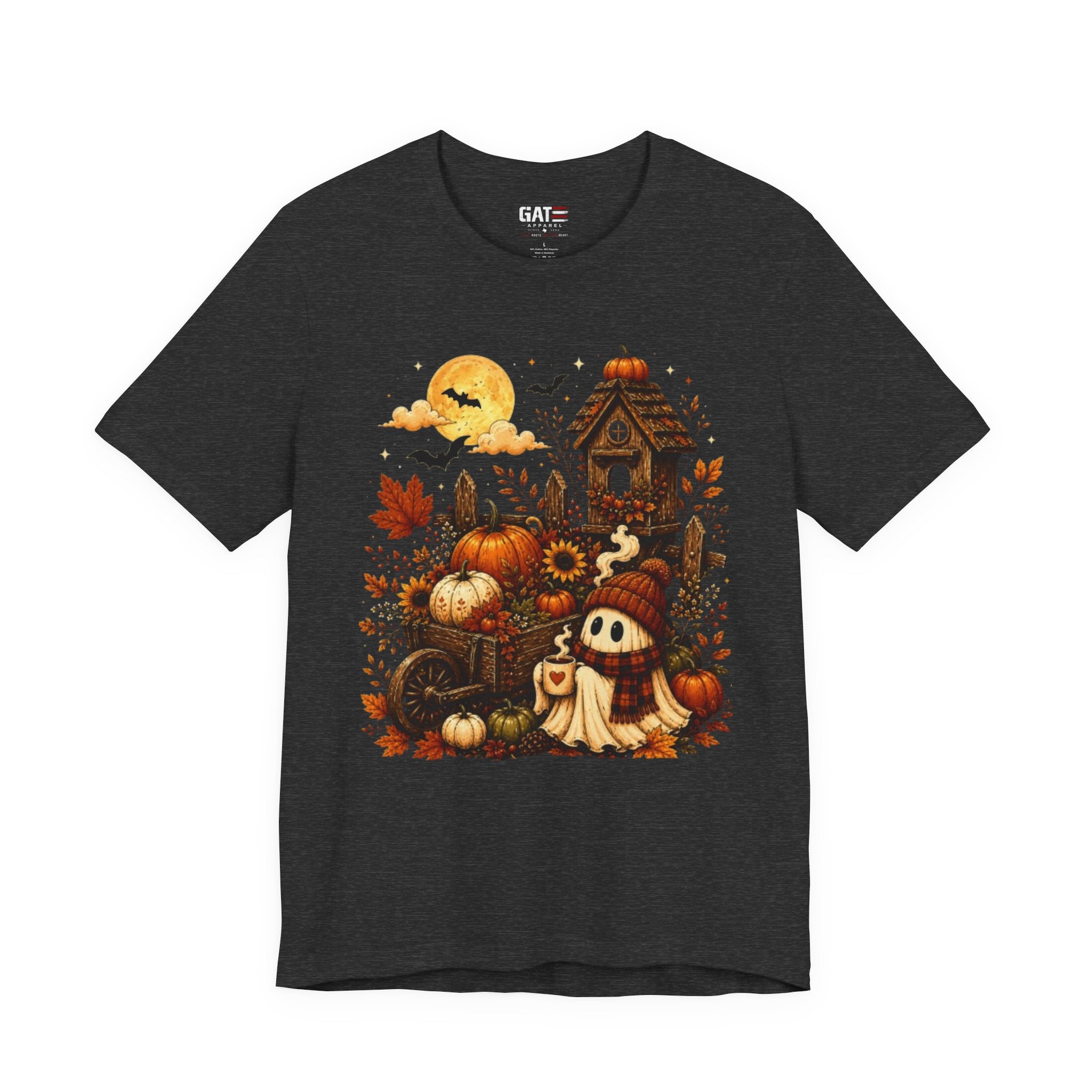 Halloween Pumpkin Patch Tee — Cute Ghost & Haunted House Fall Shirt