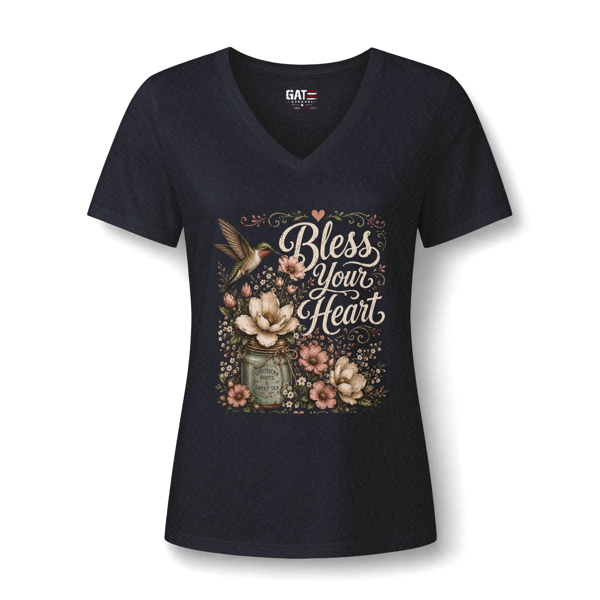 Bless Your Heart Floral V-Neck Tee
