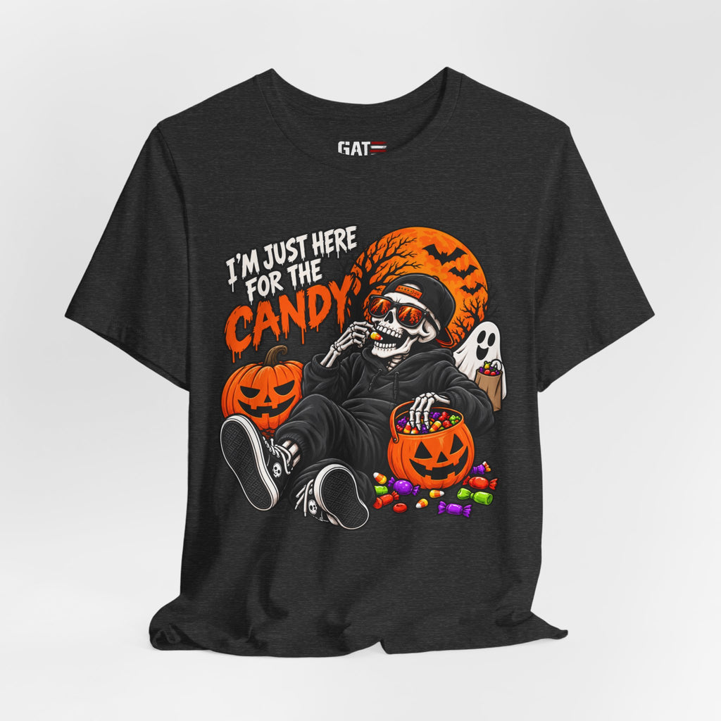 I'm Just Here for the Candy Halloween Skull Shirt | Spooky Tee