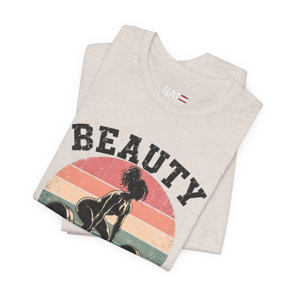 Beauty But Still A Beast Shirt, Retro Gym Shirt for Women, Weightlifting Tee, Fitness Gift, Cute Workout Shirt