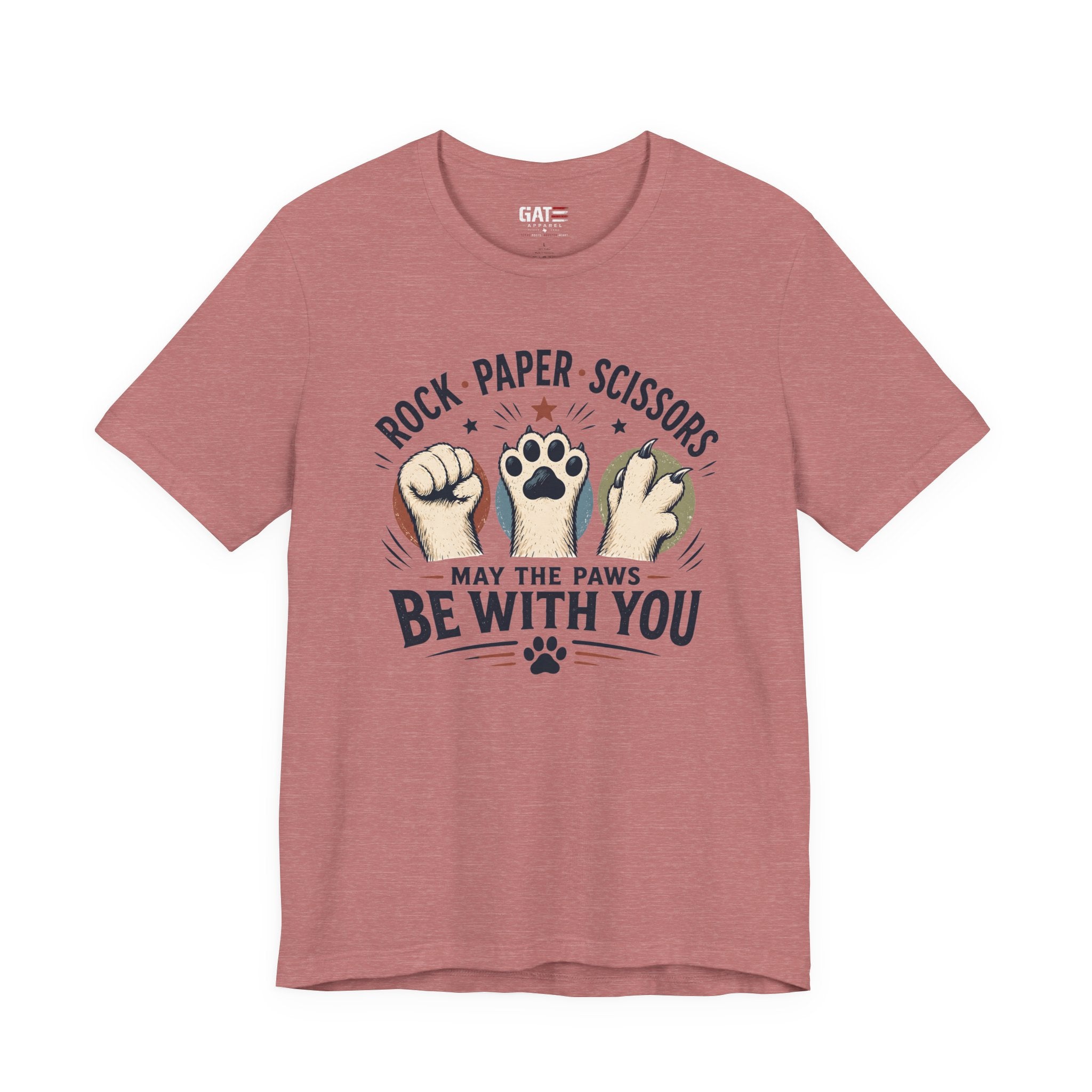 Rock Paper Scissors Cat Shirt, May The Paws Be With You Tee, Funny Cat Lover Gift, Cute Pet Paw Graphic Tee, Cat Mom Dad Shirt