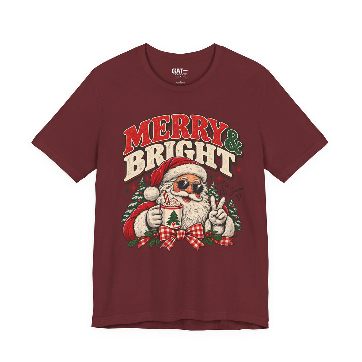 Merry & Bright Santa Shirt | Retro Christmas Graphic Tee