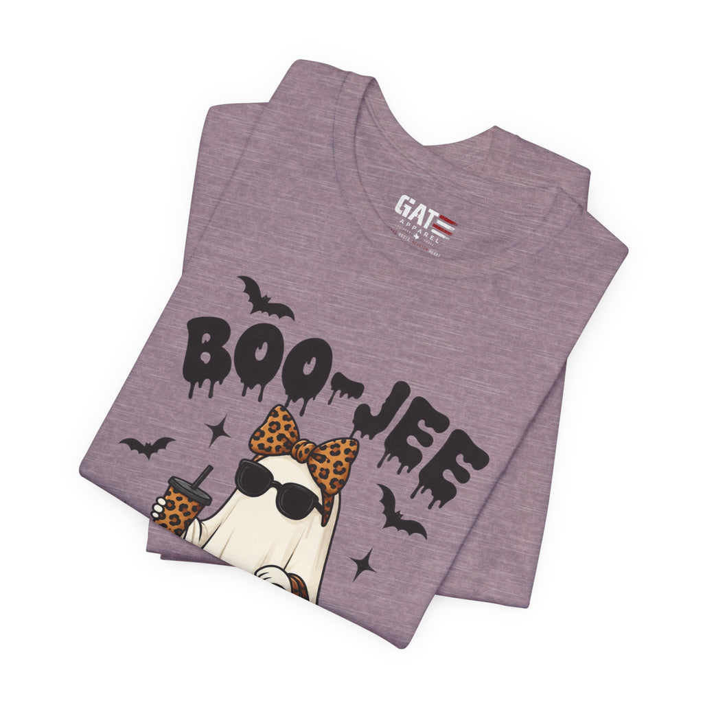 Boo-Jee Leopard Ghost Tee — Cute Halloween Graphic T-Shirt