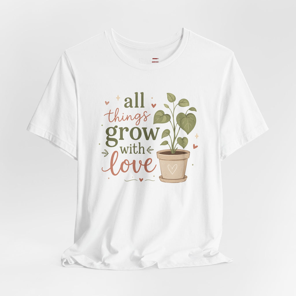Plant Lover Shirt, All Things Grow With Love Shirt, Gardening Shirt, Botanical Tee, Plant Mom Gift, Flower Lover