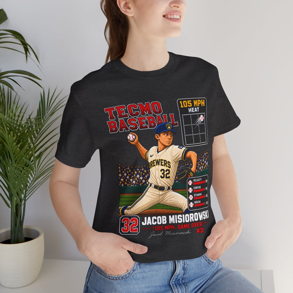Tecmo Baseball Pitcher Graphic Tee — Jacob Misiorowski #32 Vintage Video Game Style