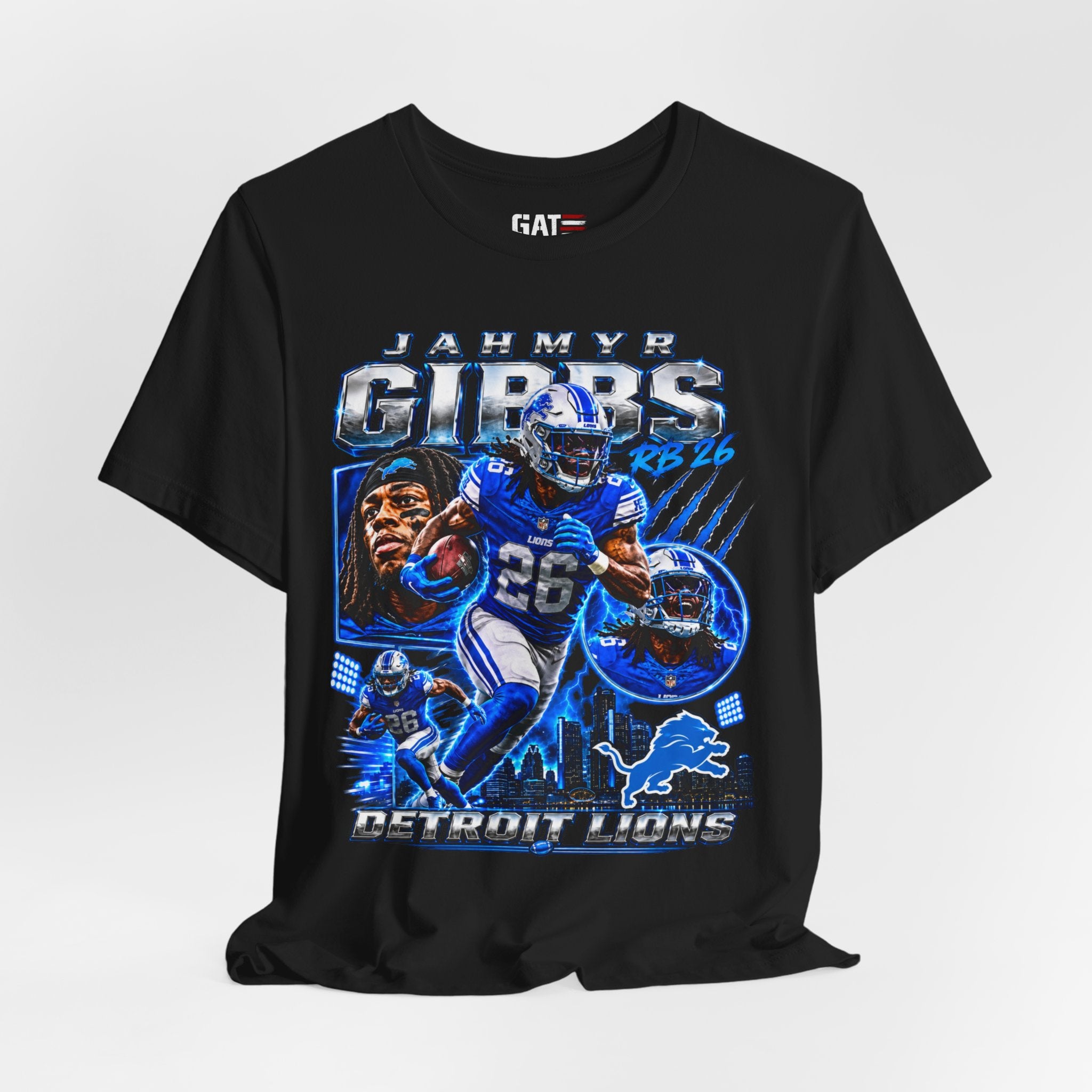 Jahmyr Gibbs Detroit Lions Tee Retro Player Graphic T-Shirt