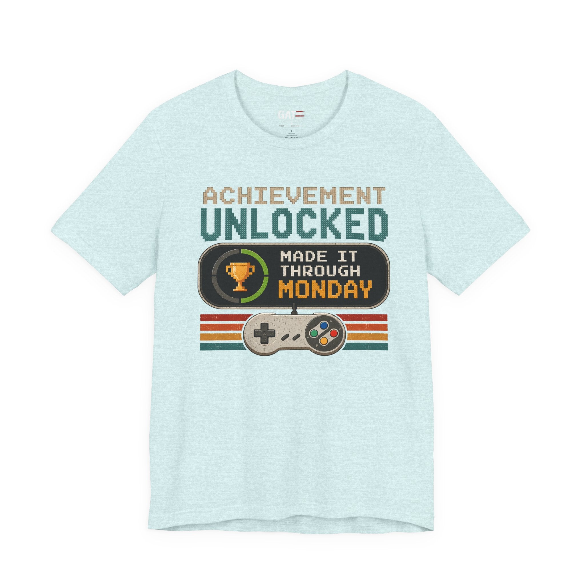 Retro Gaming Shirt, Funny Work Shirt, Made It Through Monday Tee, Gamer Gift for Men Women, Office Humor Shirt