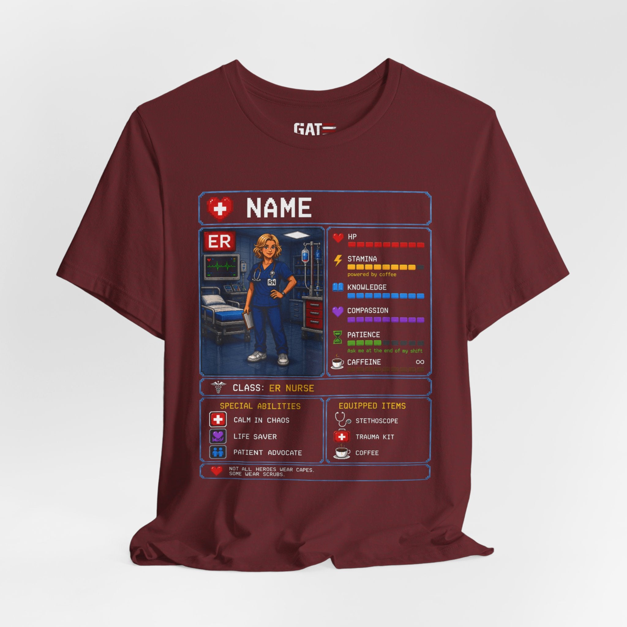 Custom ER Nurse RPG Character Shirt | Personalized Nurse Gift