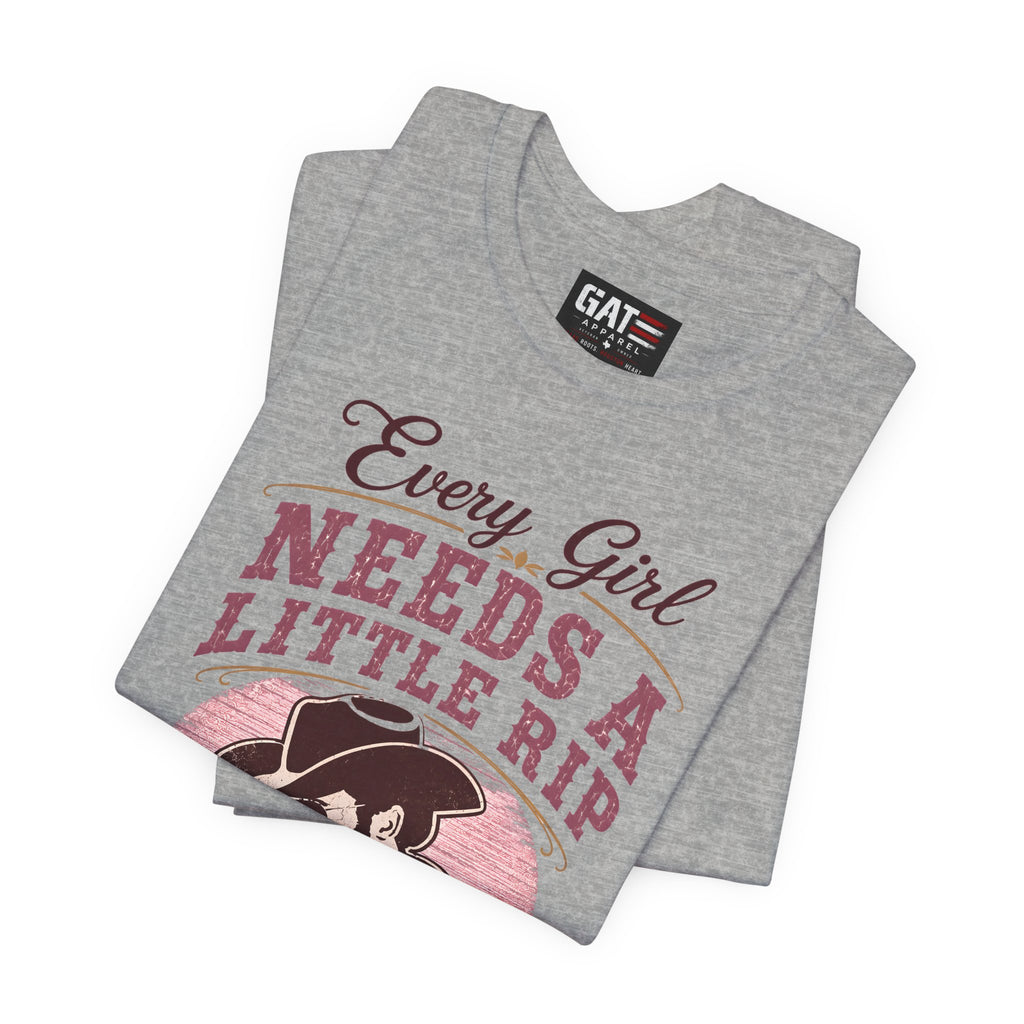 Every Girl Needs A Little Rip In Their Jeans Pink Text Shirt | Dutton Ranch| Yellowstone Inspire Shirt