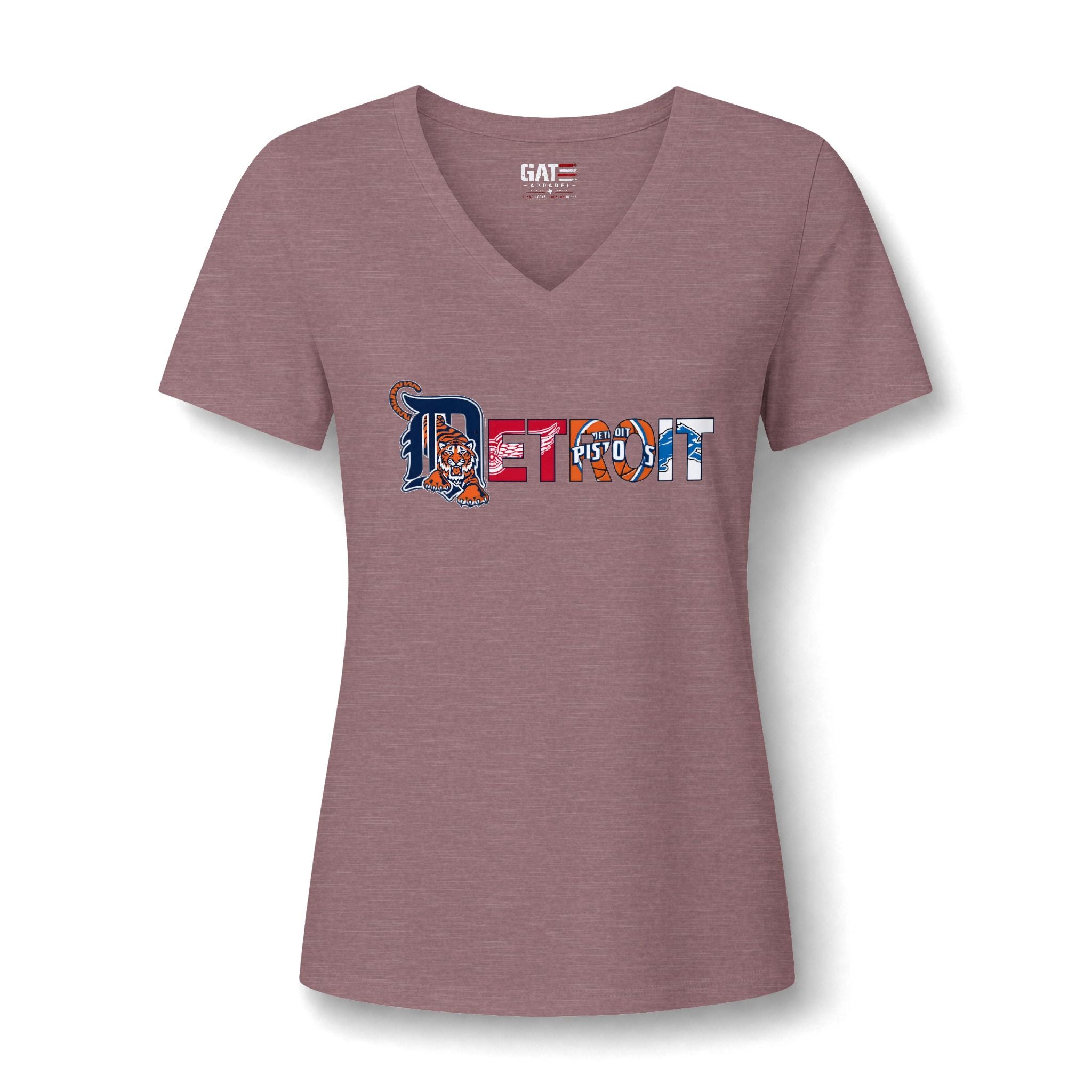 Detroit Sports Team Script V-Neck Tee