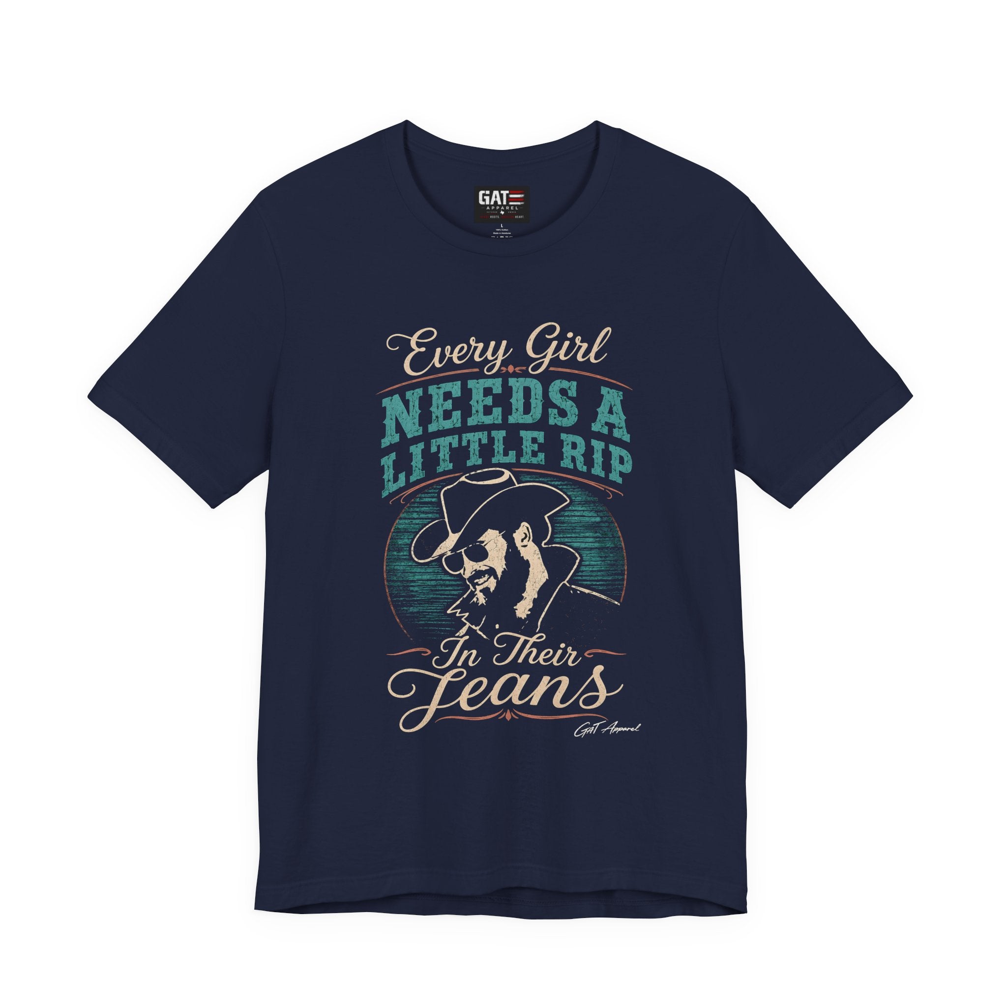 Every Girl Needs A Little Rip In Their Jeans Blue Text Shirt |Dutton Ranch | Yellowstone Inspired Shirt