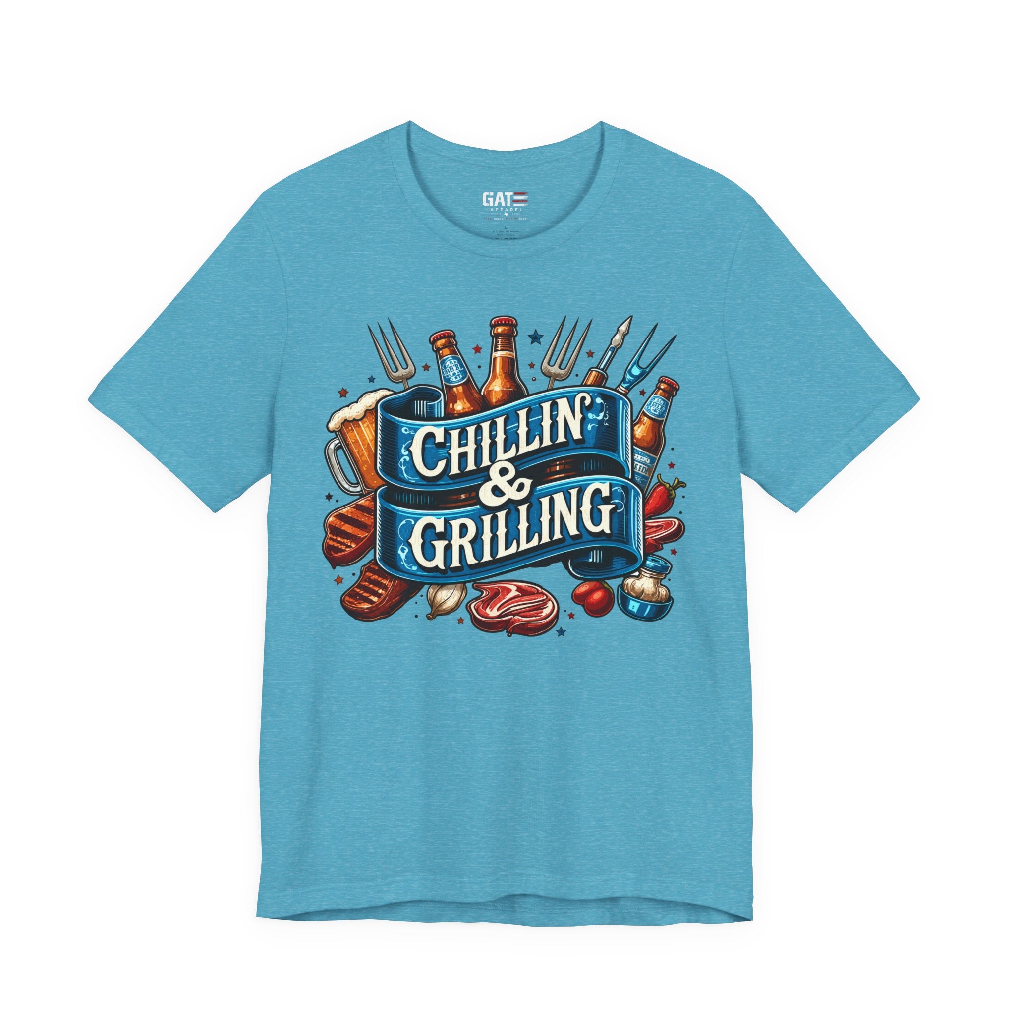 Chillin' & Grilling T-Shirt – BBQ Beer Grill Graphic Tee for Backyard Cookouts