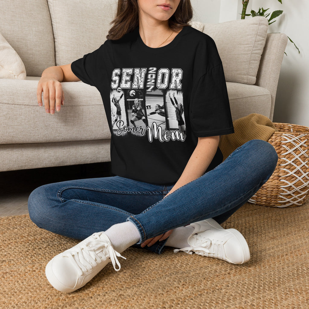 Senior Volleyball Mom T‑Shirt Personalized Photos and Name