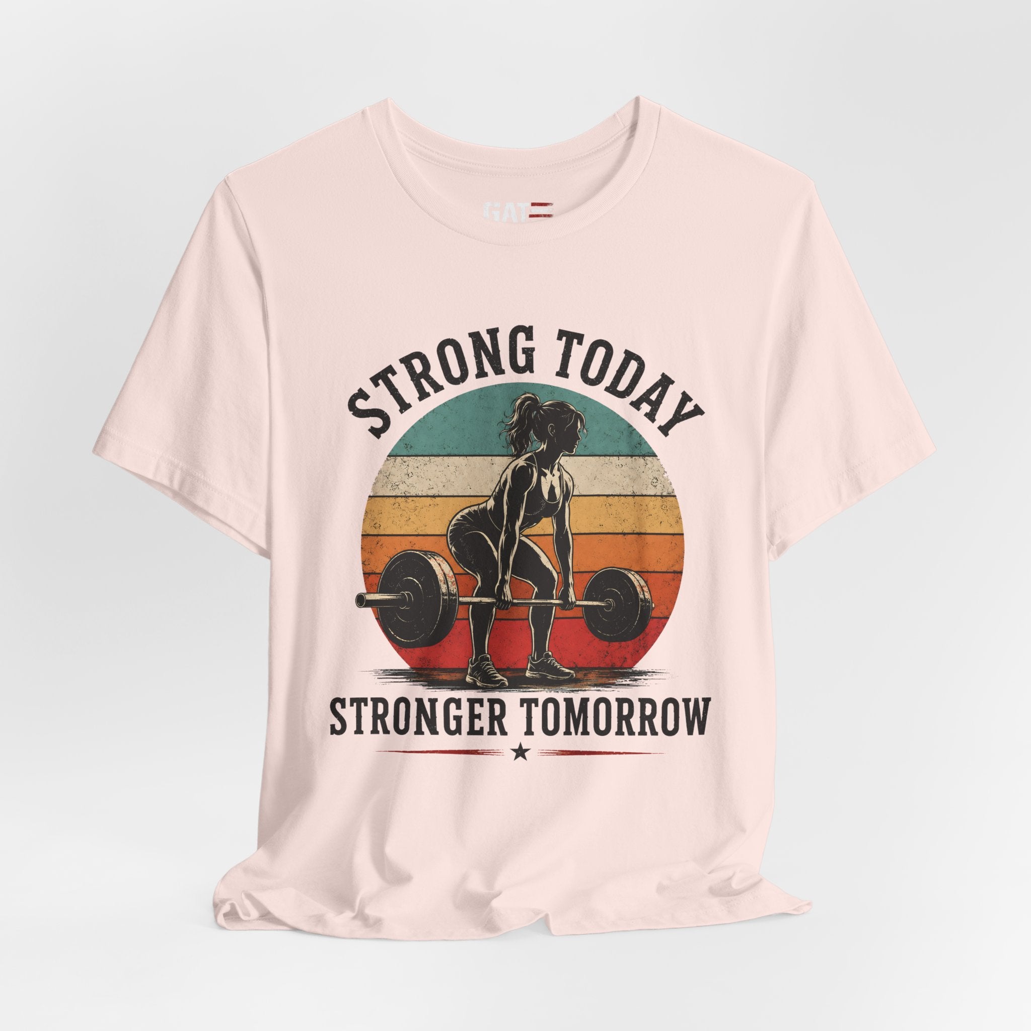 Strong Today Stronger Tomorrow Shirt, Women's Gym Shirt, Retro Weightlifting Tee, Fitness Gift for Women