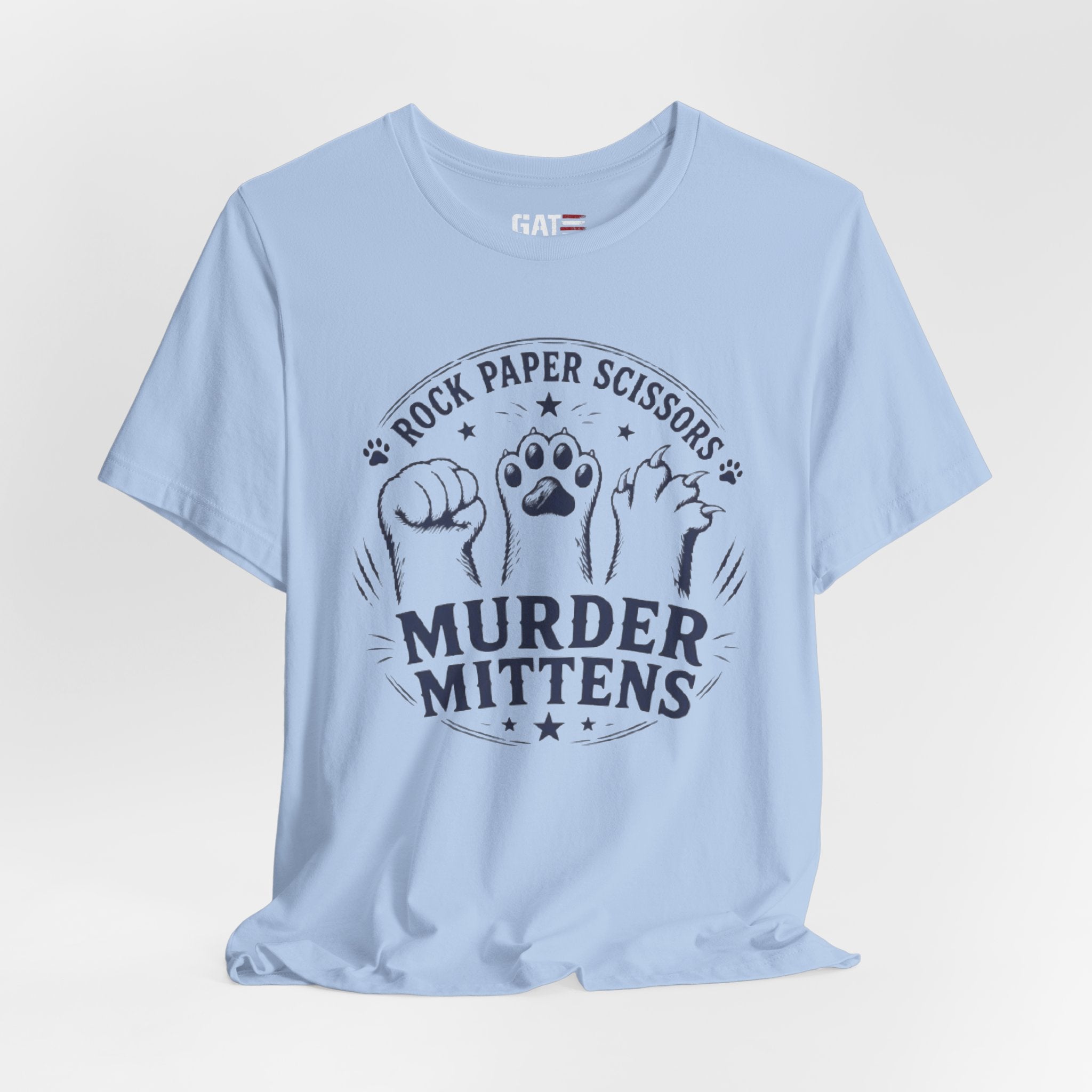 Rock Paper Scissors Murder Mittens Shirt, Funny Cat Lover Tee, Cat Paw Graphic T-Shirt, Cute Cat Mom Gift, Murder Mittens