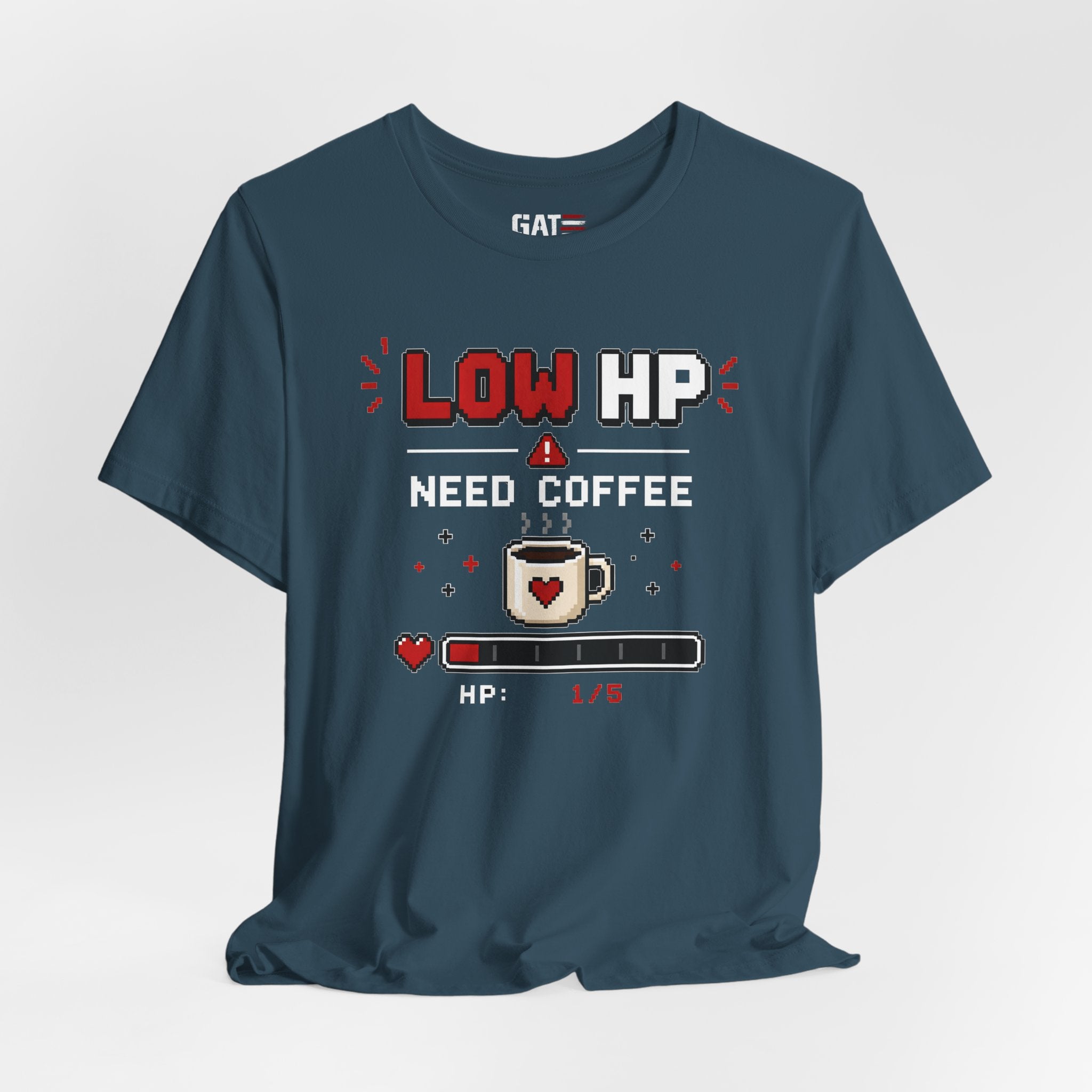 Funny Coffee Lover Shirt, Gamer Coffee Tee, Retro Pixel Art Shirt, Caffeine Addict Gift, Gaming T-Shirt