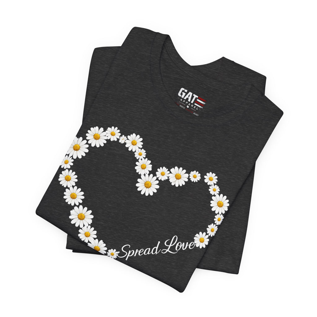 Daisy Heart Tee — "Spread Love" Floral Graphic T-Shirt