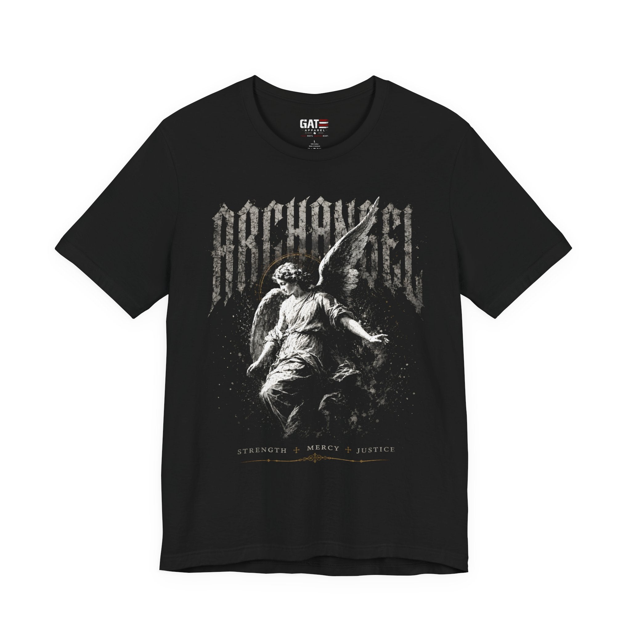 Archangel Graphic Tee — Strength, Mercy & Justice Angel T-Shirt