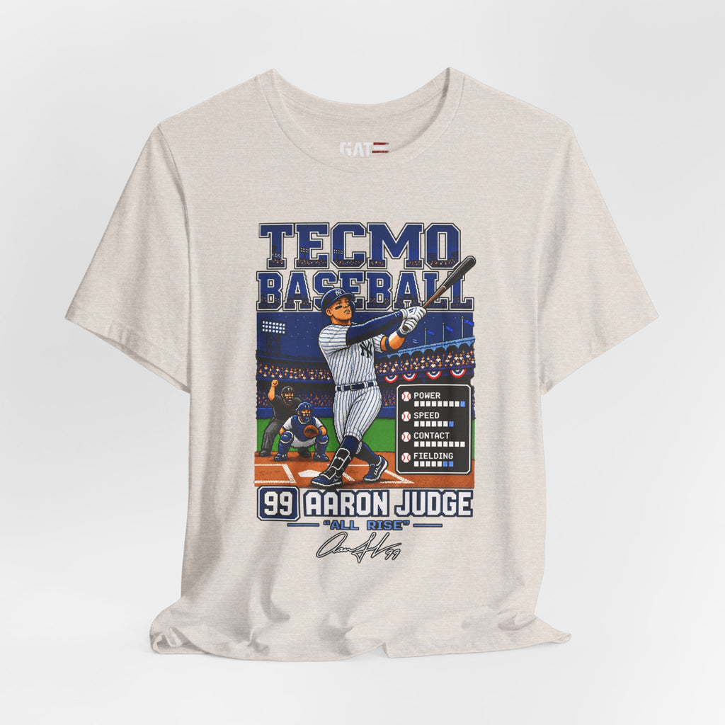 Tecmo Baseball Aaron Judge Tee — Retro Video Game Baseball T-Shirt