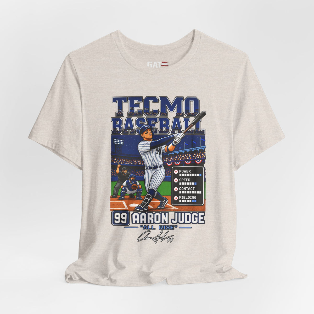 Tecmo Baseball Aaron Judge Tee — Retro Video Game Baseball T-Shirt