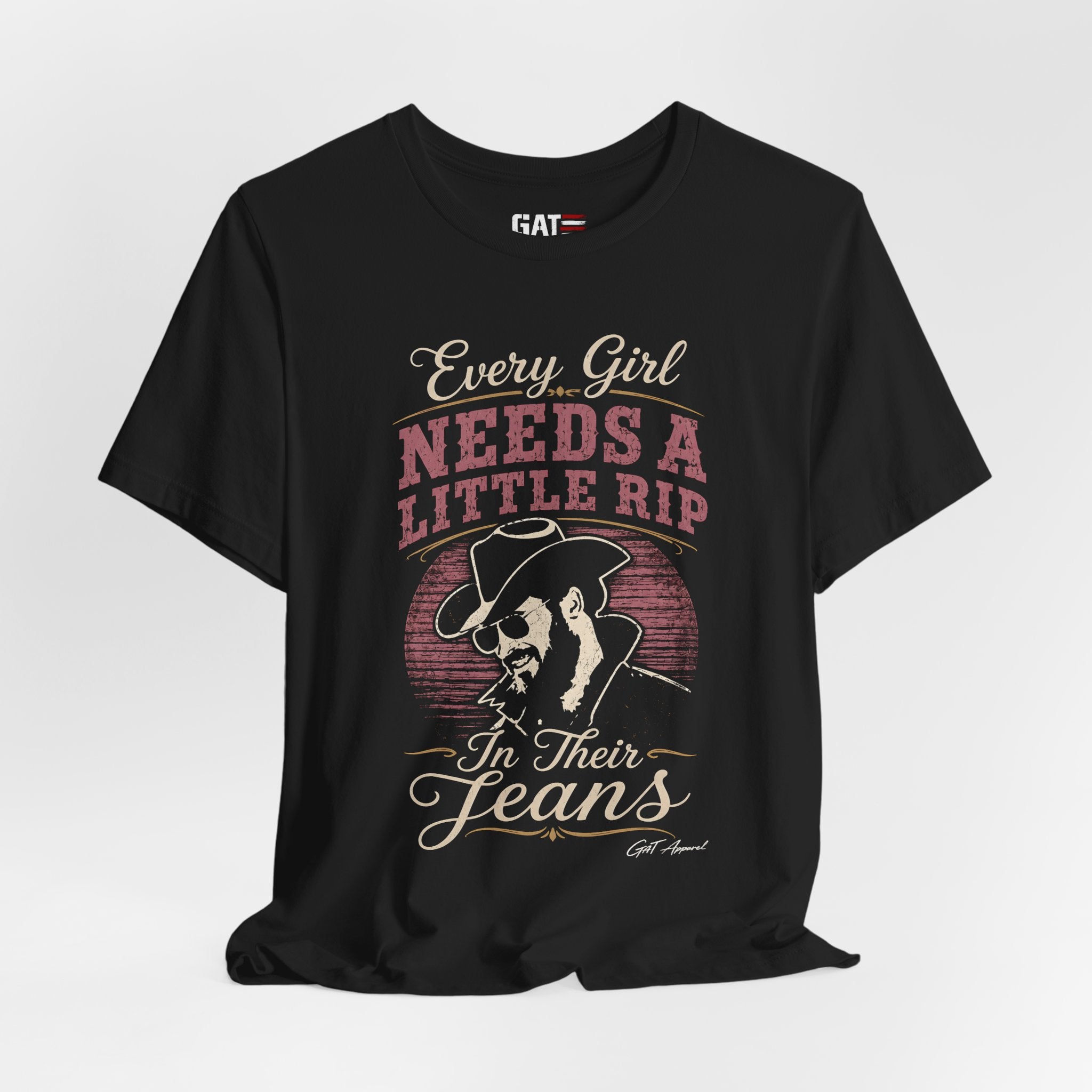 Every Girl Needs A Little Rip In Their Jeans Pink Text Shirt | Dutton Ranch| Yellowstone Inspire Shirt