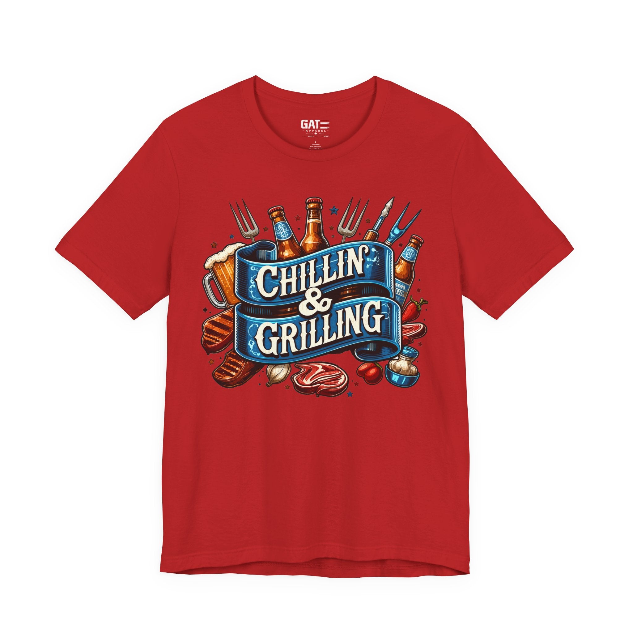 Chillin' & Grilling T-Shirt – BBQ Beer Grill Graphic Tee for Backyard Cookouts