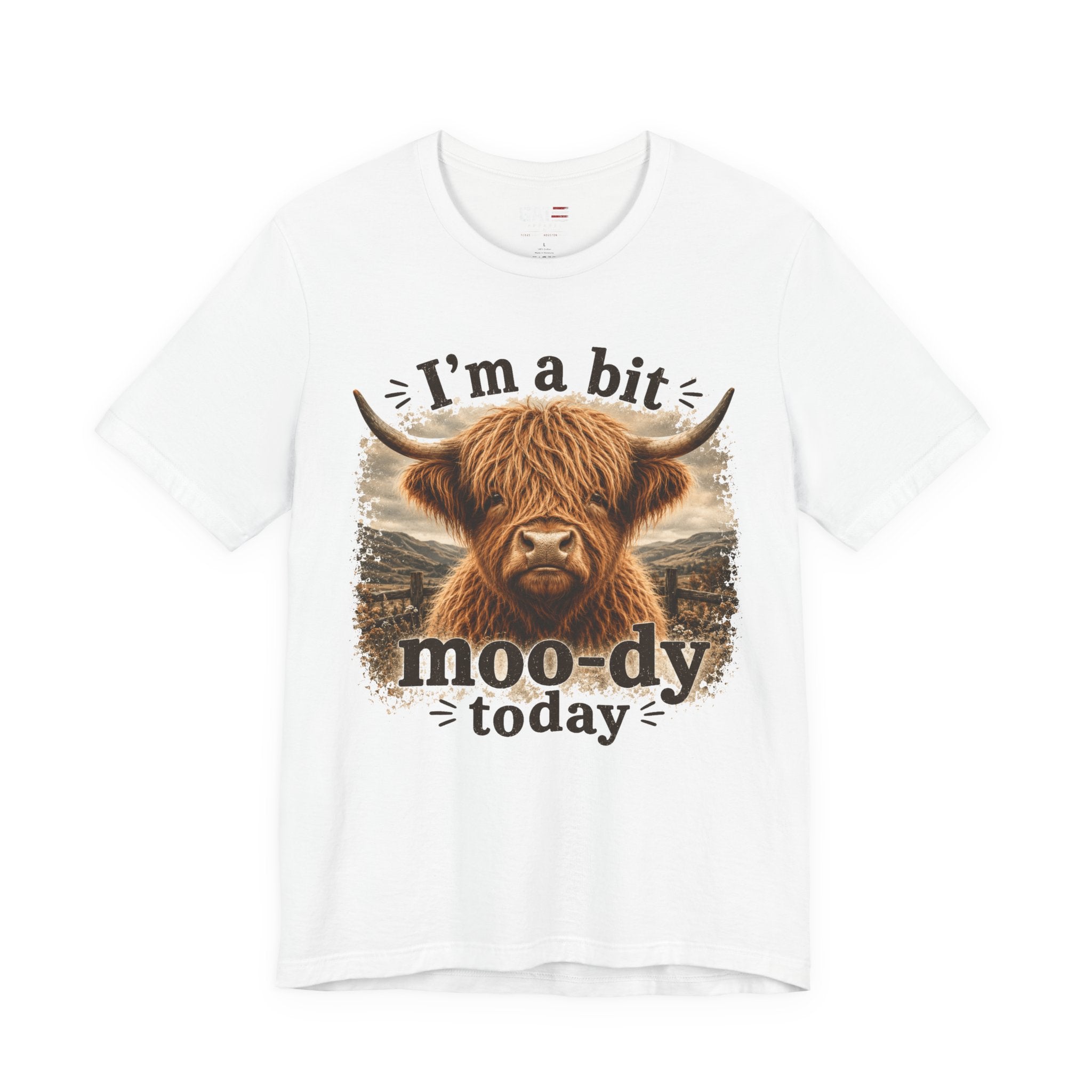 I’m a Bit Moo-dy Today Tee — Funny Highland Cow Graphic T-Shirt