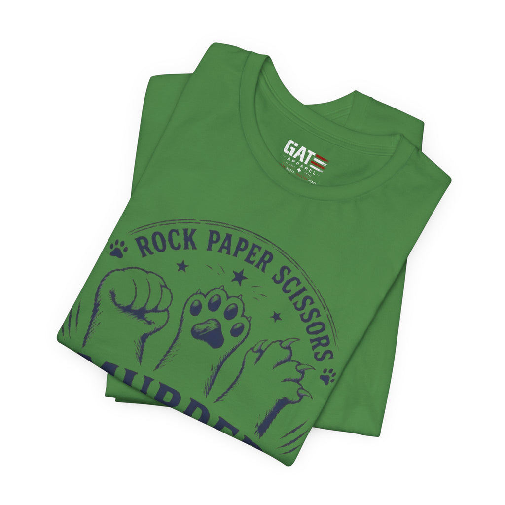 Rock Paper Scissors Murder Mittens Shirt, Funny Cat Lover Tee, Cat Paw Graphic T-Shirt, Cute Cat Mom Gift, Murder Mittens