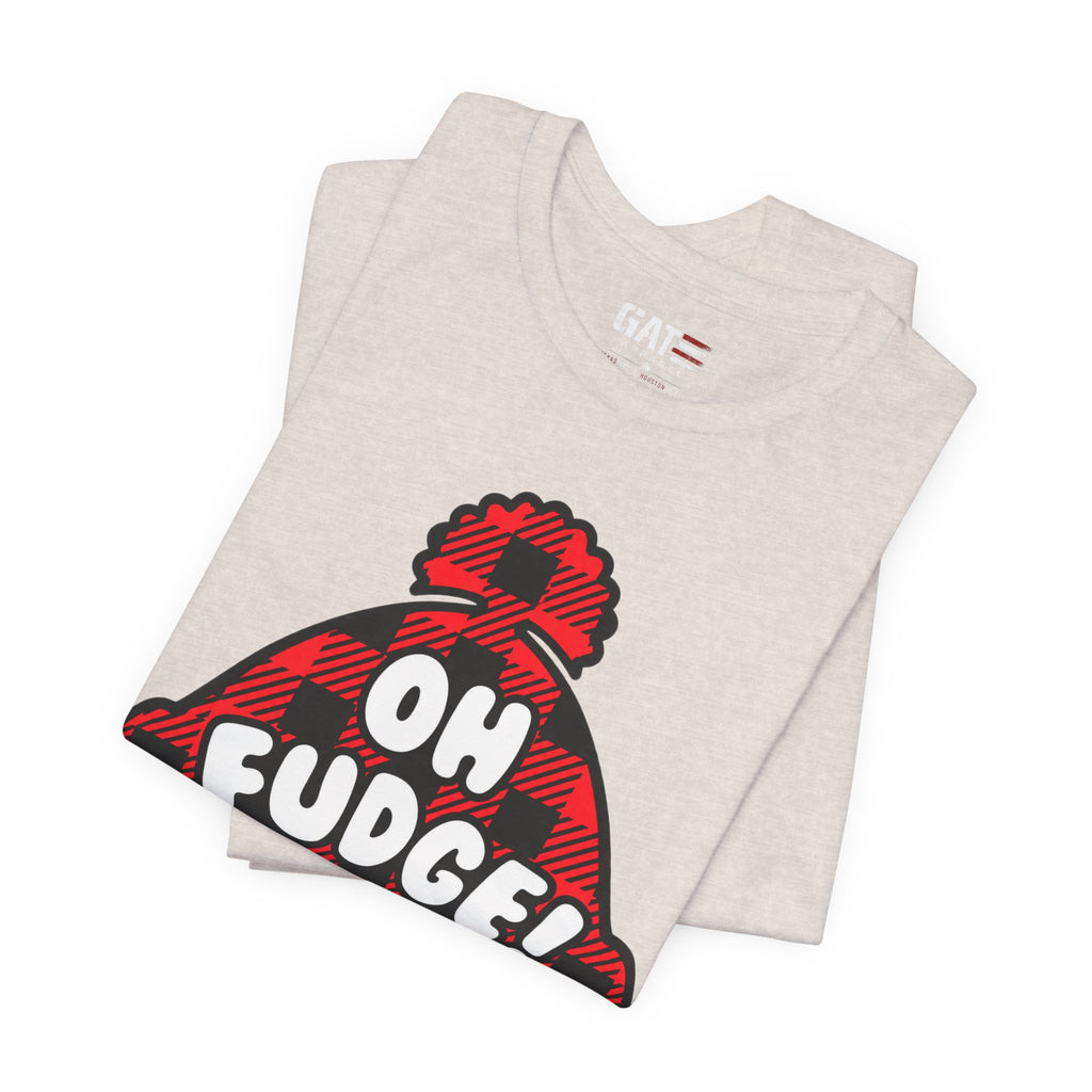 Oh Fudge! Plaid Beanie Graphic Tee — Funny Holiday Winter Shirt