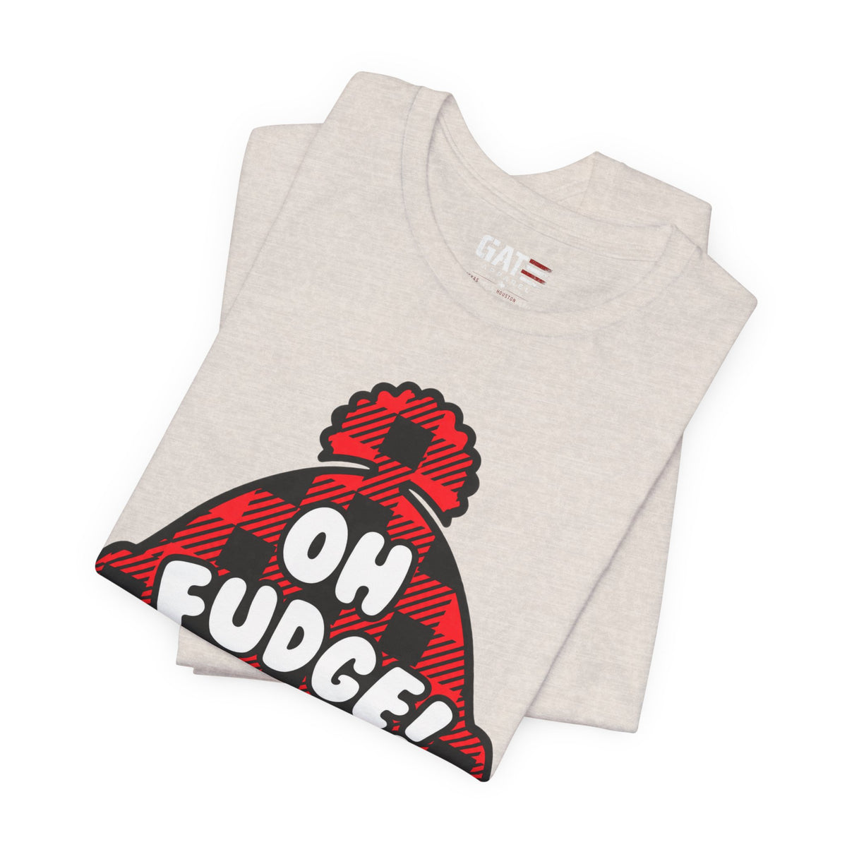 Oh Fudge! Plaid Beanie Graphic Tee — Funny Holiday Winter Shirt