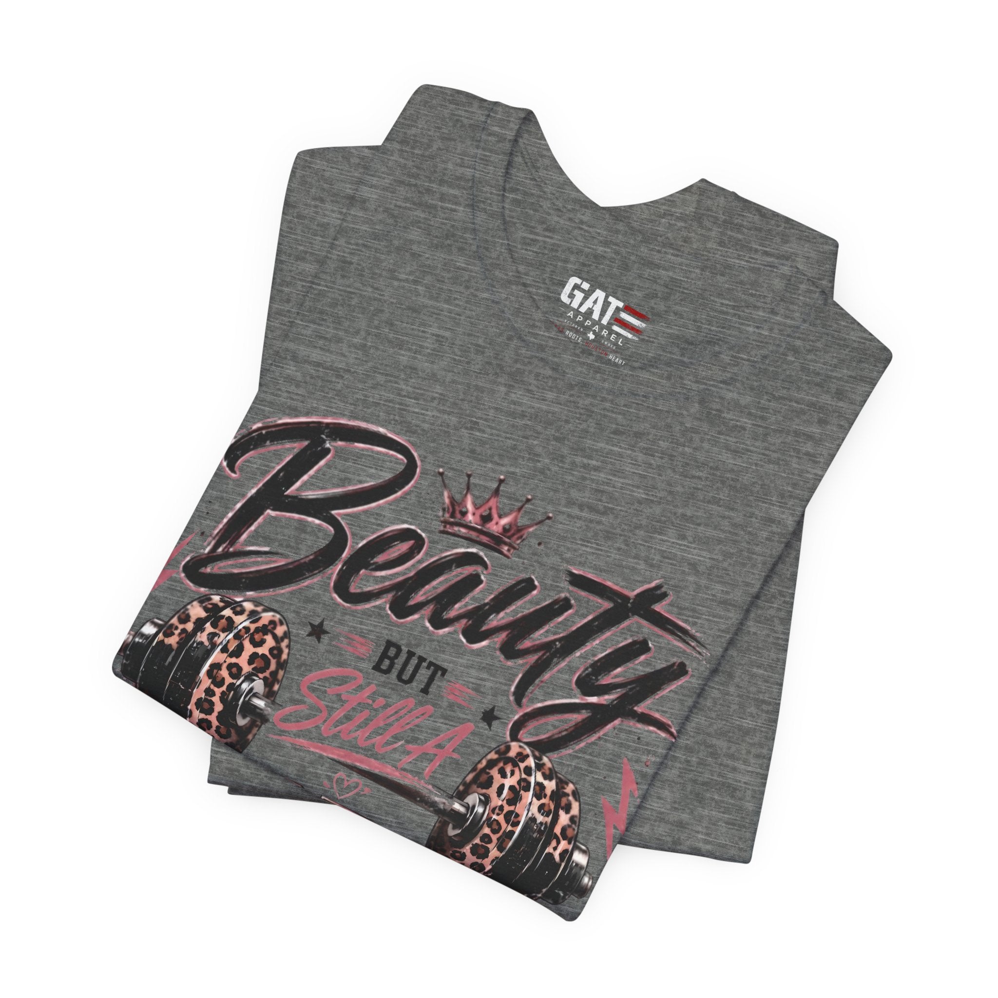Beauty But Still A Beast Shirt, Women's Gym Shirt, Leopard Print Workout Tee, Fitness Shirt for Her