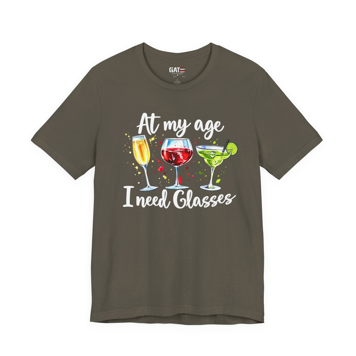 At My Age I Need Glasses humorous cocktail glasses graphic T-shirt - product image 6