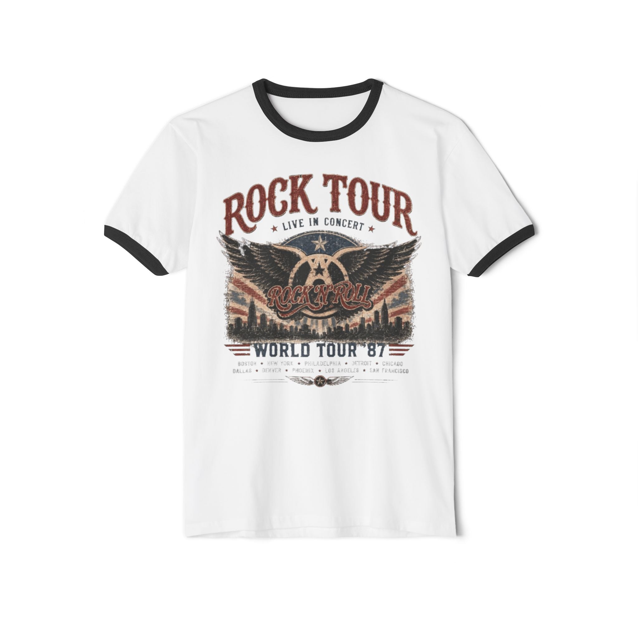 Aero Rock Tour Ringer T-Shirt — Vintage Eagle World Tour Tee